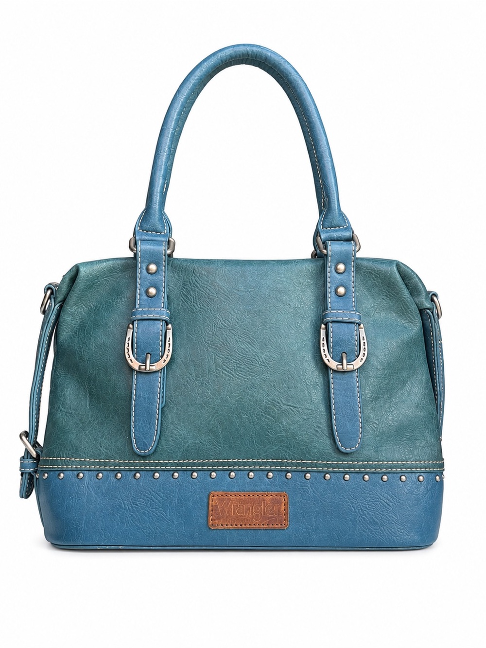 VTG Wrangler | Teal Blue Leather Satchel Handbag Purse Western